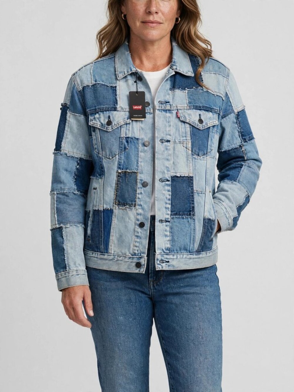 Levi's Patchwork Denim Trucker Jacket XXL NWT Light Wash Men's Jean Jacket